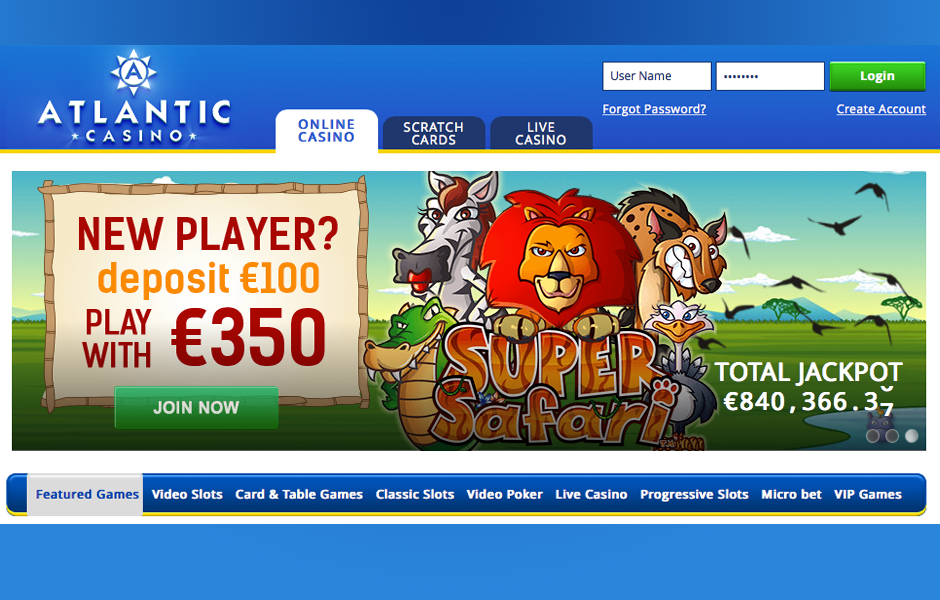 Atlantic-Casino cashback homepage