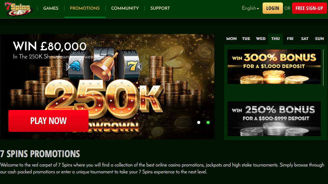 7 spins cashback homepage