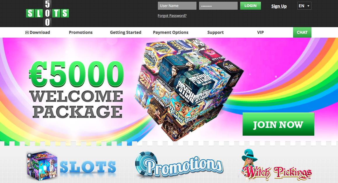 slots 500 home page